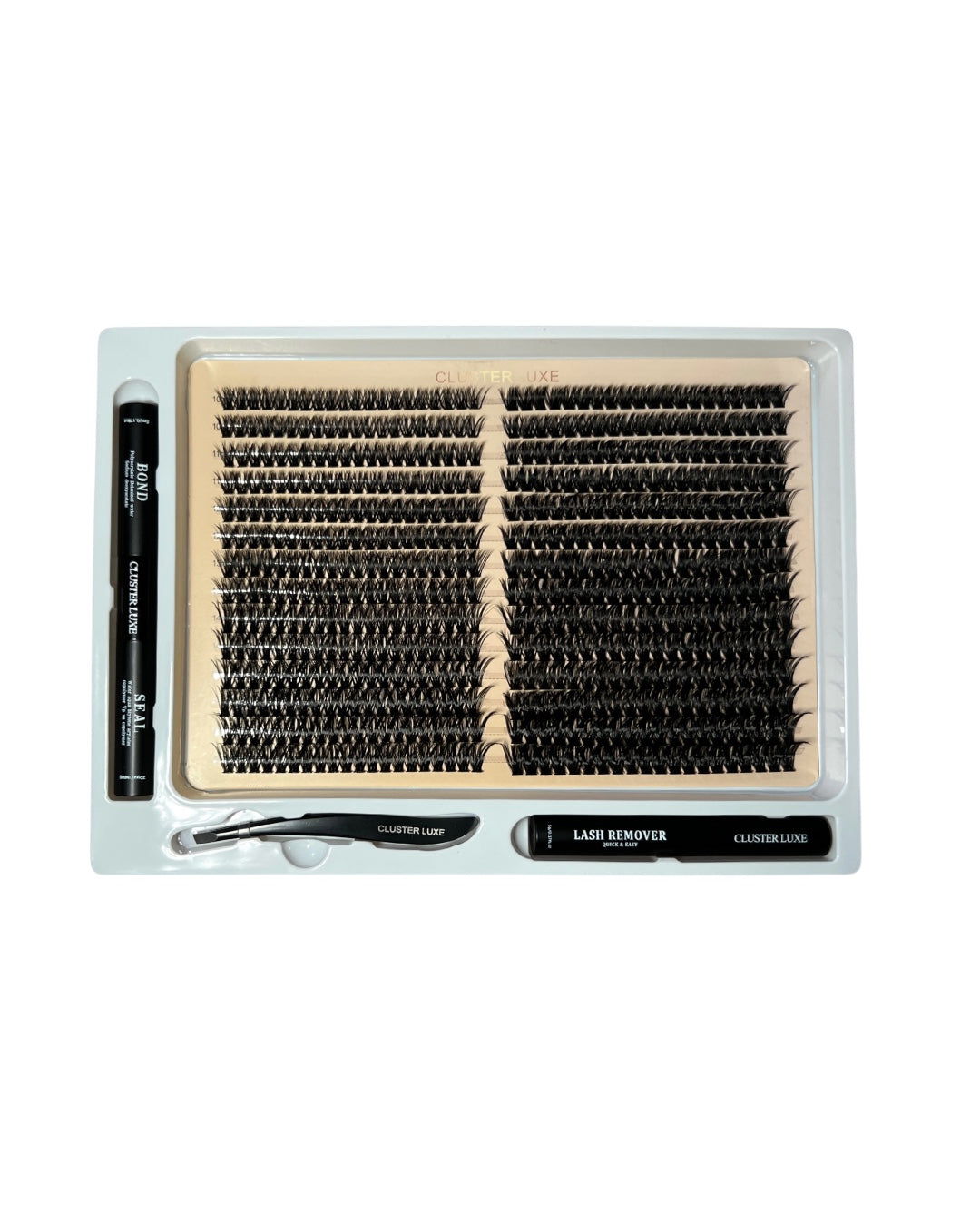 Cluster Luxe DIY Eyelash Extension Kit – 580 Pcs D Curl Individual Cluster Lashes (60D + 80D), Bond & Seal & Remover